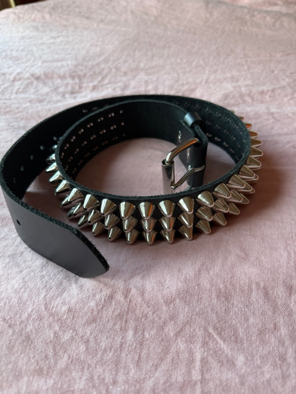Black Spike Studded Leather Belt